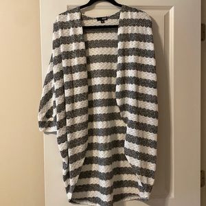 Grey and white striped cardigan